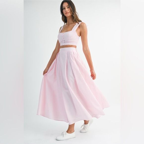 Elegant Pink Maxi Skirt Set - Picture 3 of 15